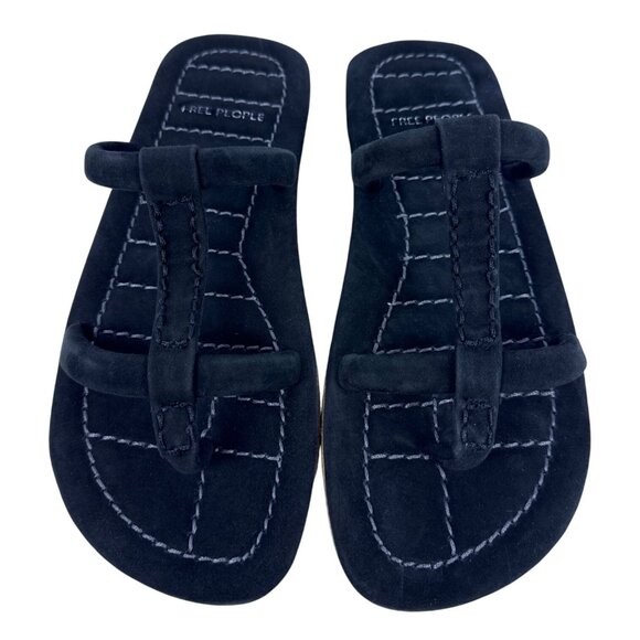 Free People Women's Hadden Sandals Flat Open Toe Black Suede Size US 8.5 - Picture 2 of 8